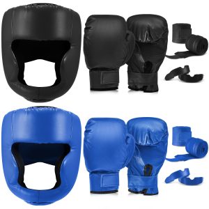 14 Pcs Boxing Set Including 2 Pair Of 16 Oz Boxing Gloves Headgear Helmet Boxing Hand Wraps Sport Mouth Guards For Adults Youth Beginners Training Equipment