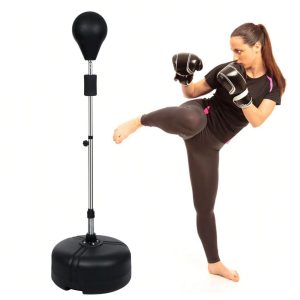 Adjustable, Durable, And Free-Standing Punching Bag: High-Speed Reflex Boxing Ball For Stress Relief And Fitness - Ideal For Adults And Teenagers Black