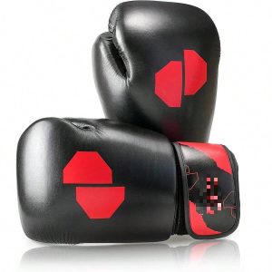 1 Pair MMA CHAMPS Brand Black & Red PU Leather Breathable Classic Boxing Gloves Black