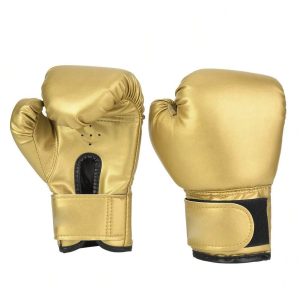 One Pair PU Leather Boxing Gloves Sandbag Punching Sparring Training Mitts (Gold) Gold