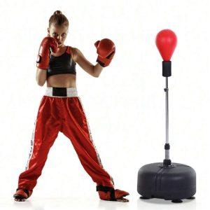 Soozier Free Standing Punching Bag With Stand And Boxing Gloves, Height Adjustable Boxing Bag Set, For Training, Exercise, Fitness & Stress Relief - Red,YH-Choice Red