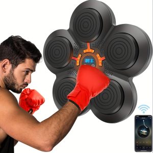 Musical Boxing Machine With Boxing Gloves Wall Mounted Smart Musical Boxing Machine For Home Fitness And Home Entertainment Gift, Black Red Fitness Decompression