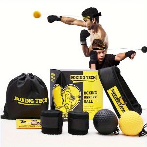 Boxing Reflex Ball For Adults And Kids - React Reflex Balls On String With Headband, Carry Bag And Hand Wraps - Improve Hand Eye Coordination, Punching Speed, Fight Reaction